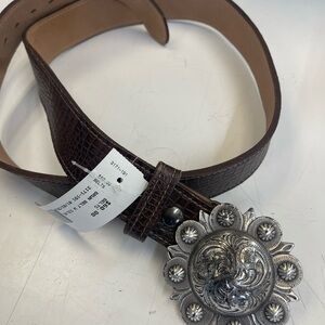 Brown Leather Belt with Silver Buckle